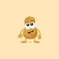 Illustration of cute surprised peanut mascot with big smile