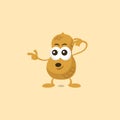 Illustration of cute surprised peanut mascot showing to the left