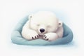 Illustration of cute teddy bear sleeping on pillow Royalty Free Stock Photo