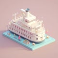 cute tiny isometric cruise ship for tourism with Generative AI