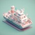 cute tiny isometric cruise ship for tourism with Generative AI