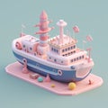 cute tiny isometric ocean liner with Generative AI