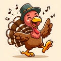 Cute turkey is dancing Royalty Free Stock Photo