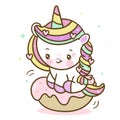 Illustration Cute Unicorn vector Sweet cupcake donut cartoon Pony horse pink pastel