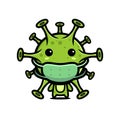 Cute viral cartoon character wearing a health mask