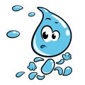 Illustration of a cute water drop running