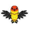 Cute western tanager bird cartoon flying