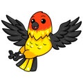 Cute western tanager bird cartoon flying