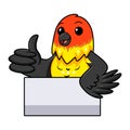 Cute western tanager bird cartoon giving thumb up