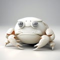 A cute white crab on a white background