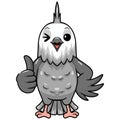 Cute whiteface cockatiel bird cartoon giving thumb up