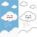 This is an illustration of the cute wind cloud in the sky