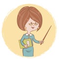 Illustration of cute woman teacher with a book and