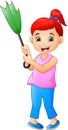 Cute young woman cartoon holding an umbrella Royalty Free Stock Photo