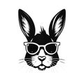 Portrait Illustration of a Cute Bunny with Glasses Royalty Free Stock Photo