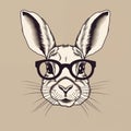 Portrait Illustration of a Stylish Bunny with Glasses Royalty Free Stock Photo