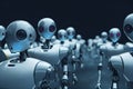 Illustration of a cyborg group, artificial intelligence robot, future technology, humanoid machine, generative ai