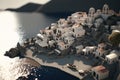 Illustration of a Cycladic village island