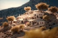 Illustration of a Cycladic village island Royalty Free Stock Photo