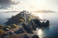 Illustration of a Cycladic village island Royalty Free Stock Photo
