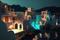 Illustration of a Cycladic village island