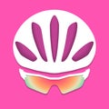 Illustration of cyclist helmet with glasses