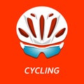 Illustration of cyclist helmet with glasses