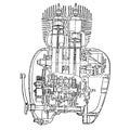 illustration of 2 cylinder motocycle engine Royalty Free Stock Photo