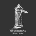 Illustration of cylindrical sundial