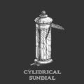 Illustration of cylindrical sundial