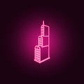 illustration of 3d building of the hotel icon. Elements of 3d building in neon style icons. Simple icon for websites, web design, Royalty Free Stock Photo