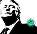 An illustration 3D of Donald Trump against the Coronavirus