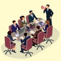 illustration of 3D flat isometric people. The concept of a business leader, lead manager, CEO.
