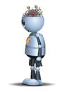 illustration 3d of little robot got brain repairment