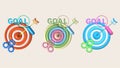 illustration 3d. magnifying glass and target icon goal search concept leads to success