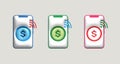 Illustration 3D symbolic icons about financial transactions anywhere via mobile channels