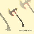 Illustration 2D vector axe weapon for action adventure game assets, ornament object, halloween, etc with retro color.