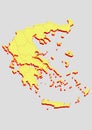 Illustration and 3D Vector of the map of Greece