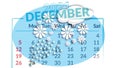 Illustration 3D of the winter on a calendar of december