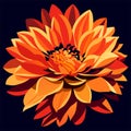 Illustration of a dahlia flower in orange on a dark background AI generated Royalty Free Stock Photo