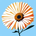 Illustration of a daisy flower on a light blue background. Generative AI Royalty Free Stock Photo