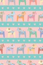 Dala horse pastel horizontal seamless pattern