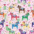 Dala horse gradient natural style seamless pattern