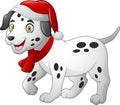 Dalmatian cartoon dog wearing a red santa hat and scarf Royalty Free Stock Photo