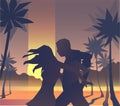 Illustration of dancing pair on the beach Royalty Free Stock Photo