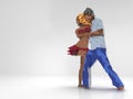 Illustration of dancing pair. Glass. 3d rendering