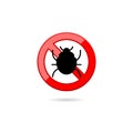 Illustration dangerous parasite mite warning sign. Anti parasite sign