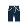 Illustration of Dark Blue Capris Featuring Folded Hem and Standard Waist Design Royalty Free Stock Photo
