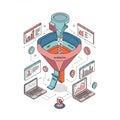 An illustration of a data funnel processes different factors like age Royalty Free Stock Photo