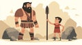 Illustration of David and Goliath. Generative AI. Royalty Free Stock Photo